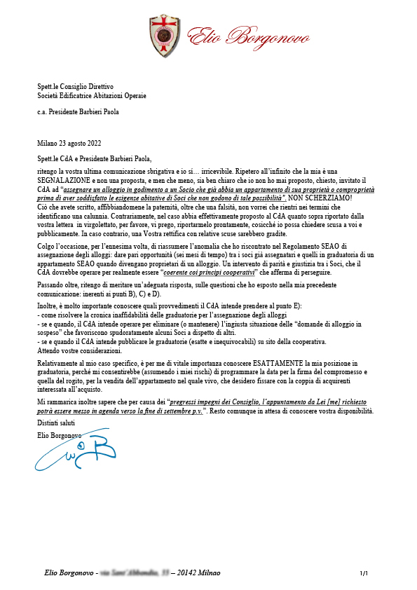 lettera 23 08 2022